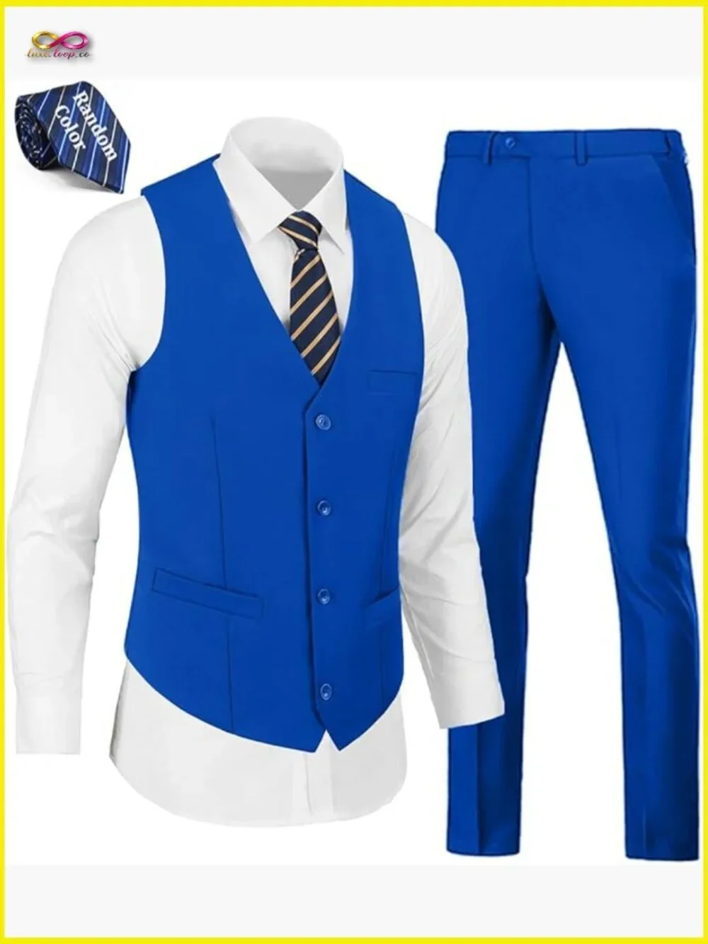 Slim Fit Suit Vest Pants Set Classic Formal Wedding Groomsmen Elegant